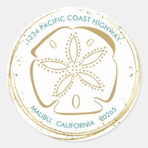 Sticker Rond Gold Sparkle Beach Sand Dollar Retour