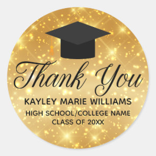 Sticker Rond Gold Sparkle Graduate Custom Graduate Party