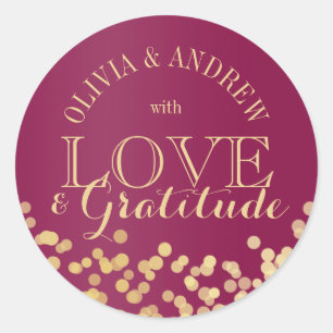 Sticker Rond Gold Sparkle Lumière Amour et Gratitude