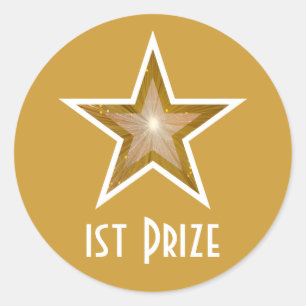 Sticker Rond Gold Star '1st Prize' collant rond jaune