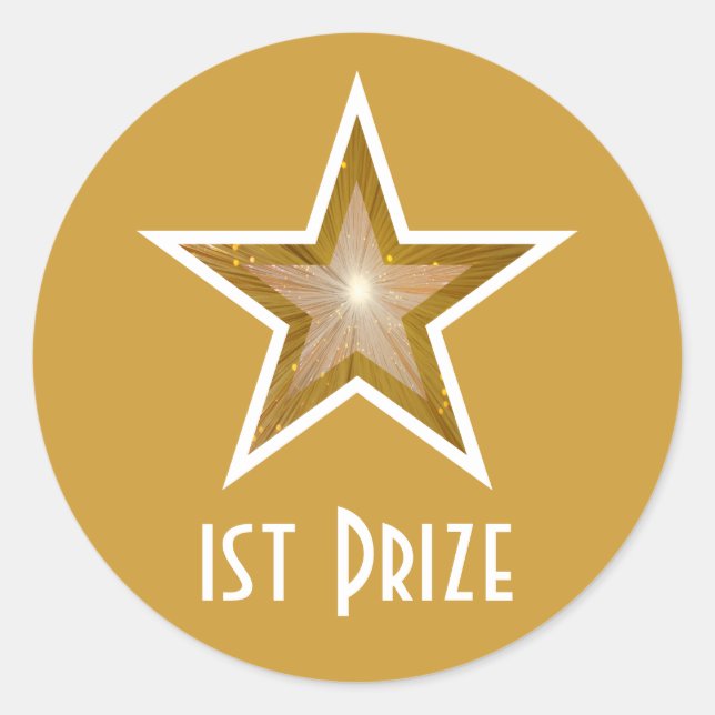 Sticker Rond Gold Star '1st Prize' collant rond jaune (Devant)
