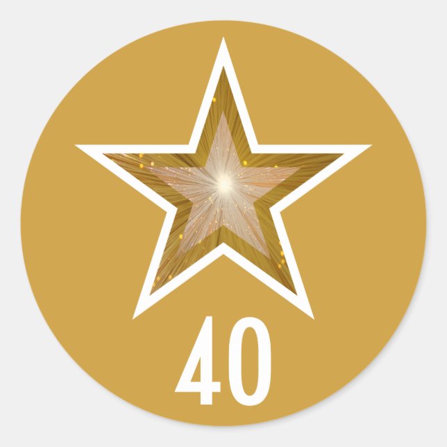 Sticker Rond "Gold" Star "40" âge collant rond jaune (Devant)