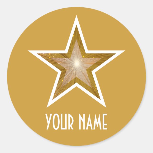 Sticker Rond Gold Star 'Nom' collant rond jaune (Devant)