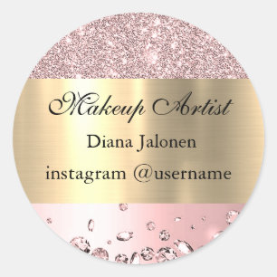 Sticker Rond Gold Strokes Marble Beauté Shop Rose Spa maquillag