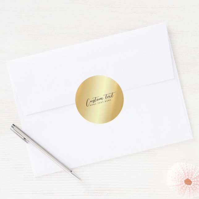 Sticker Rond Gold Template Your Custom Text Calligraphy Script (Enveloppe)