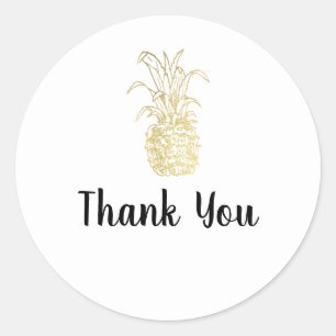 Sticker Rond Gold Tropical Elegant Moderne Ananas Vintage