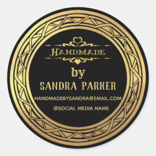 Sticker Rond Gold vintage élégant fait main