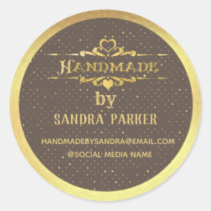 Sticker Rond Gold vintage élégant fait main