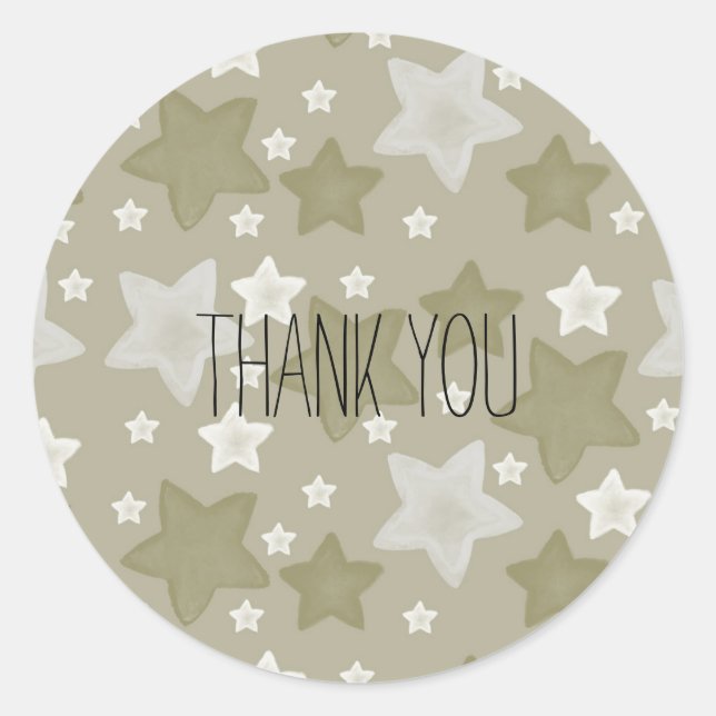 Sticker Rond Gold Watercolor Stars merci (Devant)
