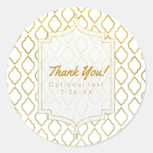 Sticker Rond Gold & White Elegant Marocain Glam Indian Favorise