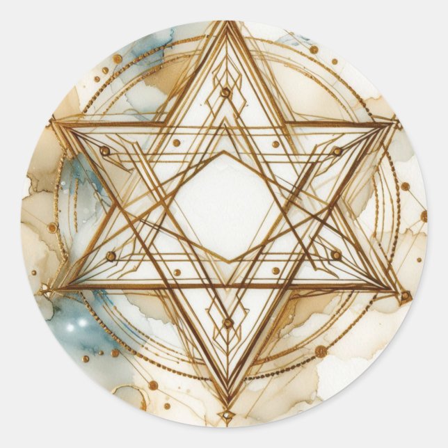 Sticker Rond Gold White Star Of David Abstract Modern Trendy (Devant)