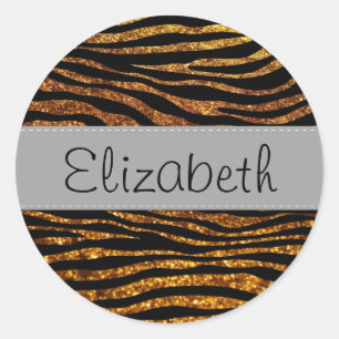 Sticker Rond Gold Zebra, Parties scintillant Zebra, Zebra Print