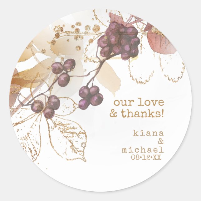Sticker Rond Golden Automne Mariage Berries ID655 (Devant)