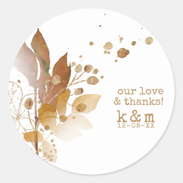 Sticker Rond Golden Automne Splash Mariage ID655 (Devant)