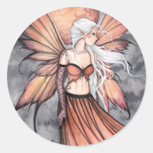Sticker Rond Golden Autumn Fairy