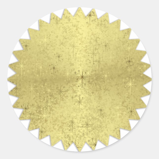 Sticker Rond Golden Christmas Holiday Stars Zig Zag Edge (Devant)