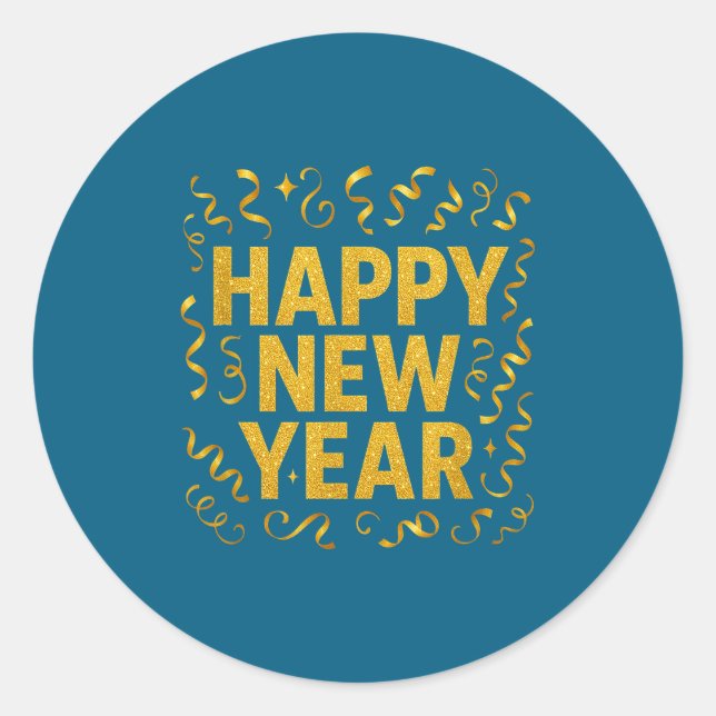 Sticker Rond Golden Confetti - New Year's Eve Happy New Year  (Devant)