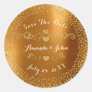 Sticker Rond Golden Confetti Parties scintillant Enregistrer la