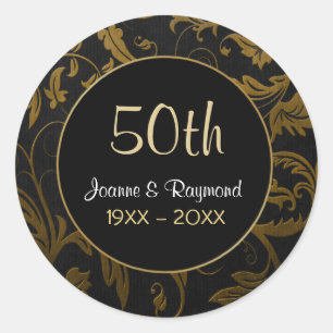 Sticker Rond Golden Damask 50th Anniversary - Personnaliser