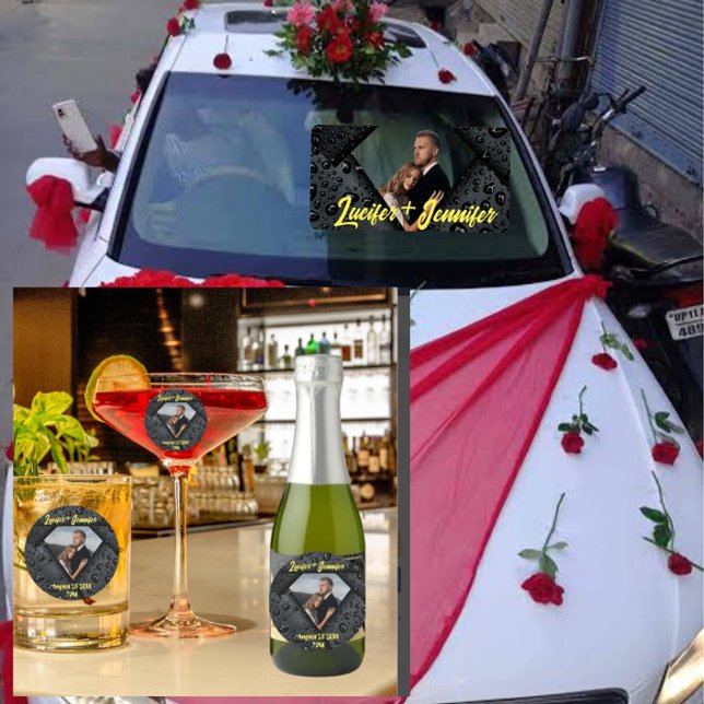 Sticker Rond Golden Diamond Moderne Élégant Mariage Personnalis (Créateur téléchargé)