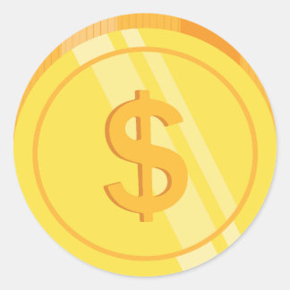 Sticker Rond Golden Dollar Coins