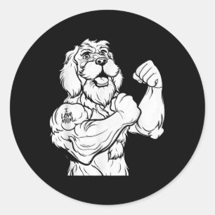 Sticker Rond Golden Doodle Biceps Tatouage - Chien race Animal 