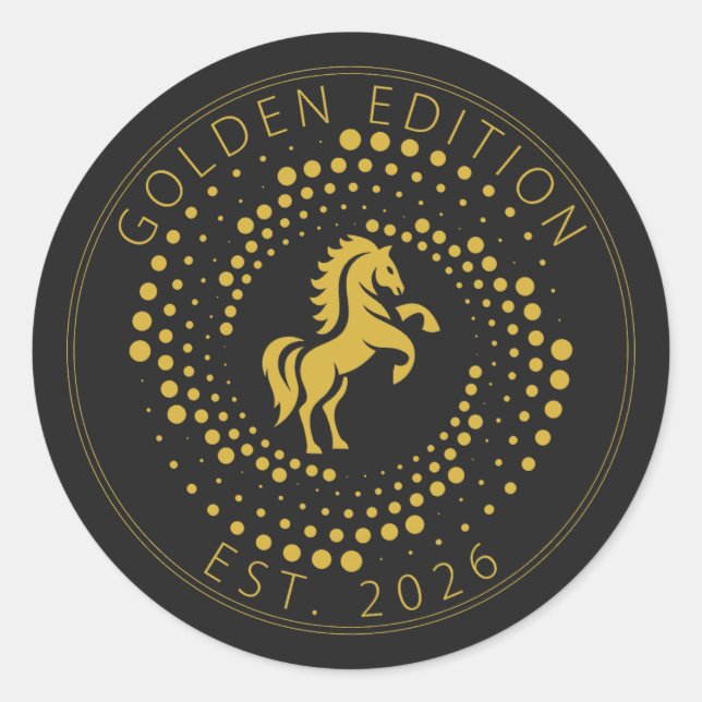Sticker Rond Golden edition Horse Logo Design (Devant)