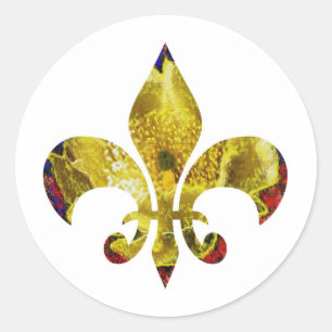 Sticker Rond Golden Fleur-de-Lis ; Série ZazzleRocks