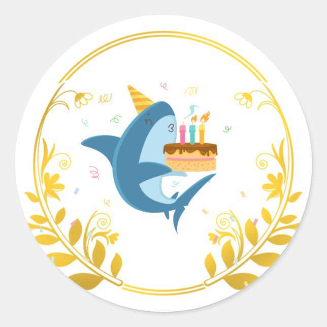 Sticker Rond Golden Floral Cadre décoratif or Anniversaire (Devant)