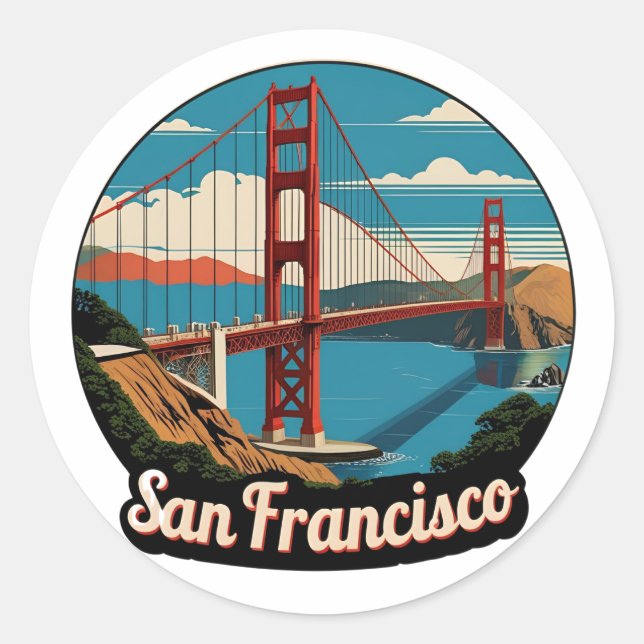 Sticker Rond Golden Gate Bridge (Devant)