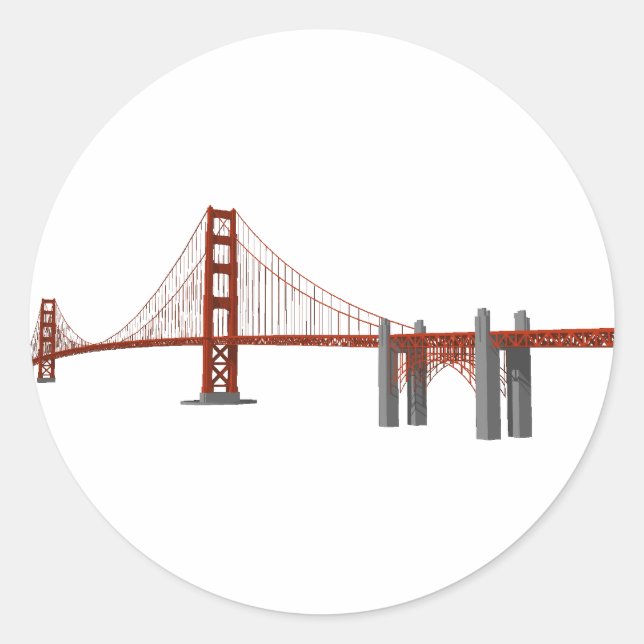 Sticker Rond Golden Gate Bridge : modèle 3D : (Devant)