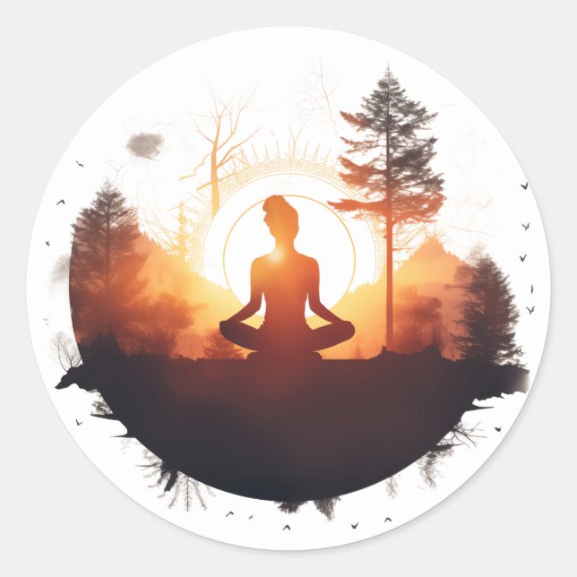 Sticker Rond Golden Gateway | Méditation du coucher de soleil (Devant)