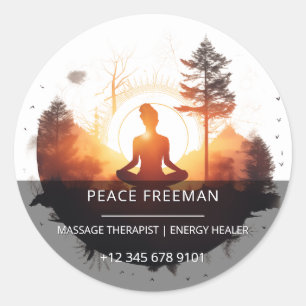 Sticker Rond Golden Gateway Méditation du coucher de soleil