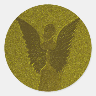 Sticker Rond Golden Guardian Angel