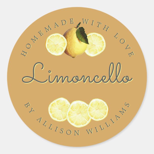 Sticker Rond Golden Lemon Homemade Limoncello (Devant)