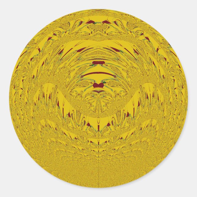 Sticker Rond Golden Lion Head Art (Devant)