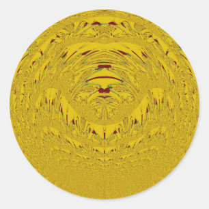 Sticker Rond Golden Lion Head Art