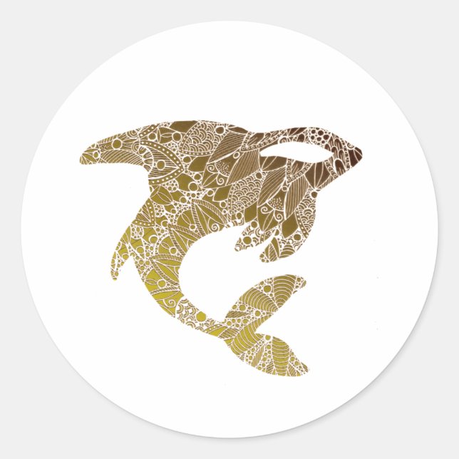 Sticker Rond Golden Mandala Orca (Devant)