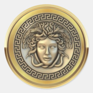 Sticker Rond Golden Medusa 