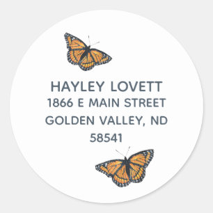 Sticker Rond Golden Monarch Papillon Artwork Adresse de retour