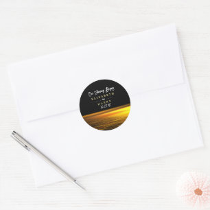 Sticker Rond Golden Ocean, Elégant Mariage plage