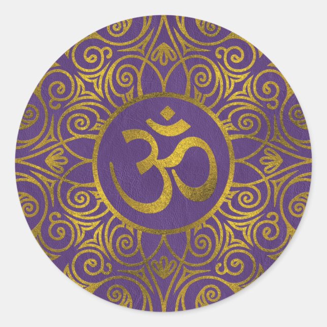 Sticker Rond Golden OM symbole avec sur pastel violet (Devant)