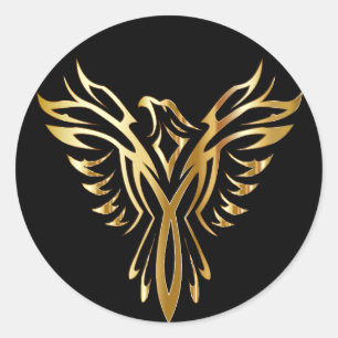 Sticker Rond Golden Phoenix