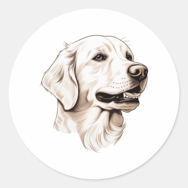 Sticker Rond Golden Retriever 2 (Devant)