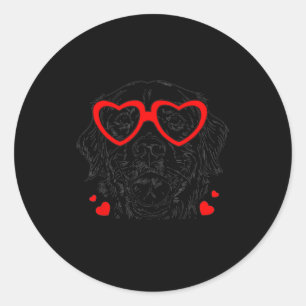 Sticker Rond Golden retriever à la Saint-Valentin, chien à lune