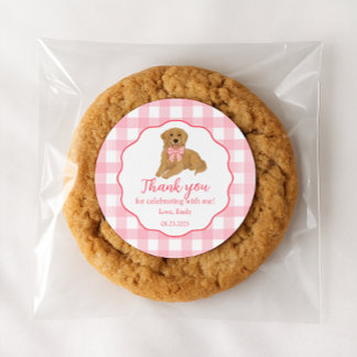 Sticker Rond Golden Retriever Anniversaire Fête Favoriser Merci