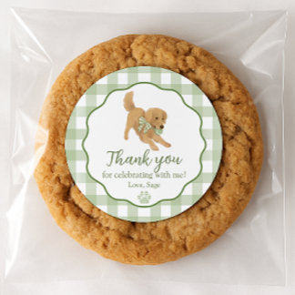 Sticker Rond Golden Retriever Birthday Party Favor Thank You