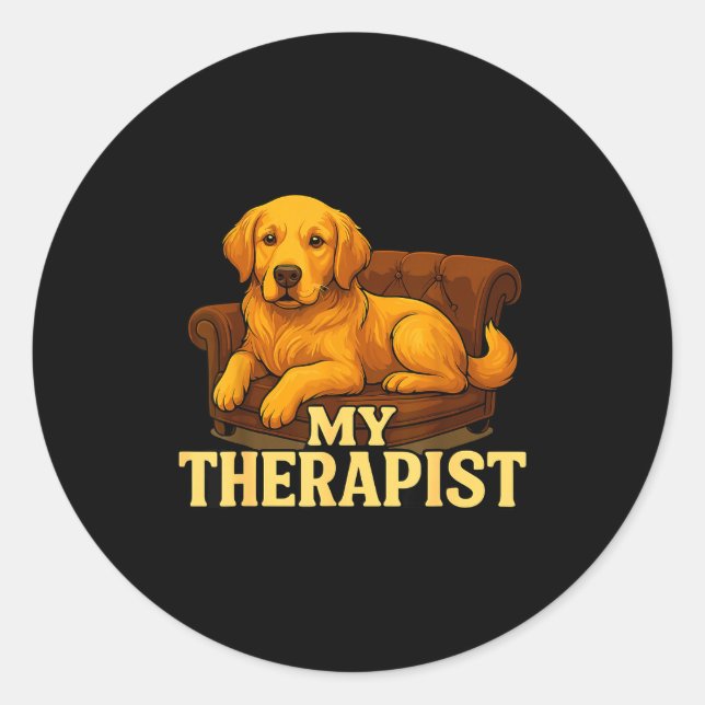 Sticker Rond Golden Retriever Dog Clothes For Humans My Therast (Devant)
