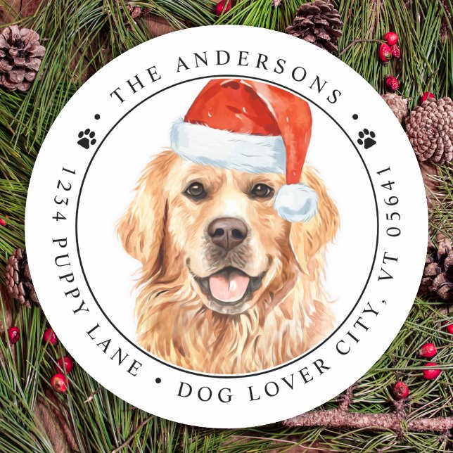 Sticker Rond Golden Retriever Dog Funny Adresse de retour (Créateur téléchargé)