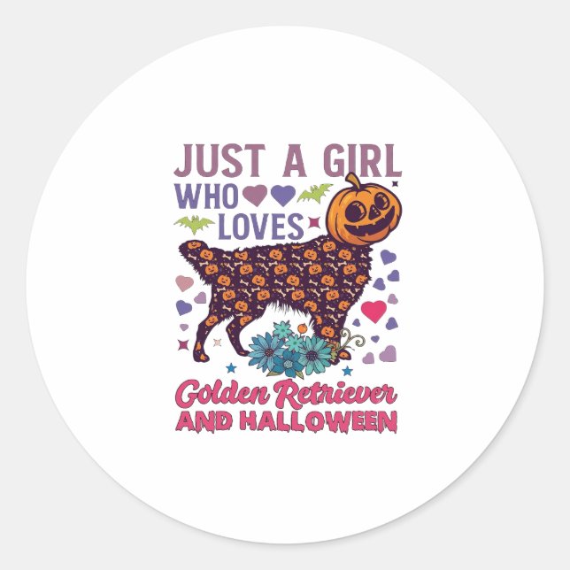 Sticker Rond Golden Retriever Halloween_1 (Devant)